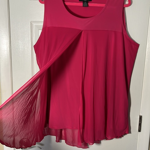 Adele and May woman layered tank top sheer outer layer sleeveless fuscia sz 3X - Picture 7 of 13